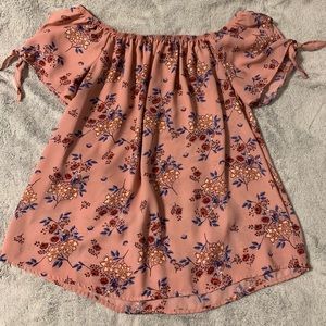 Pink Rose Pink Floral Off-Shoulder Top - Size Medium